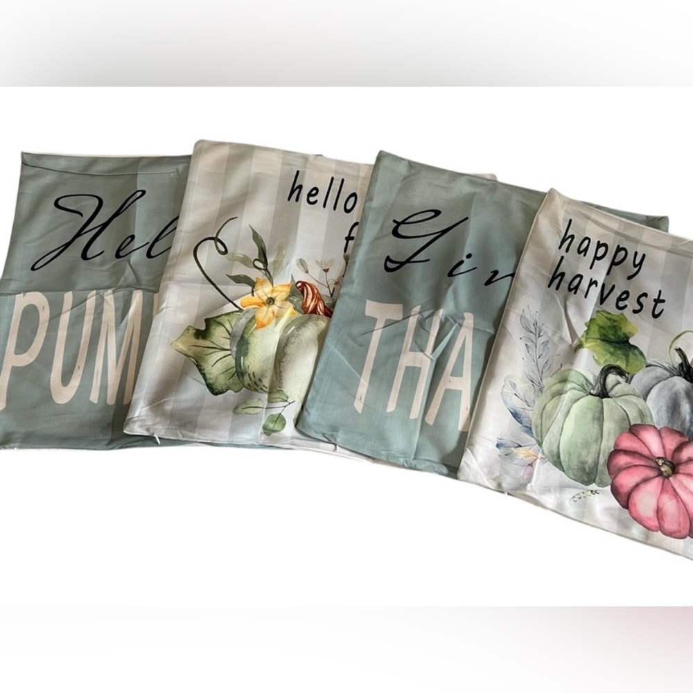 Set of 4 Fall Themed Throw Pillow Covers